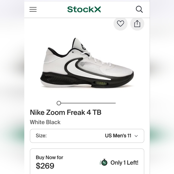 Men's Nike Zoom Freak 4 TB, White/Black-White. Size 11 - Picture 9 of 11